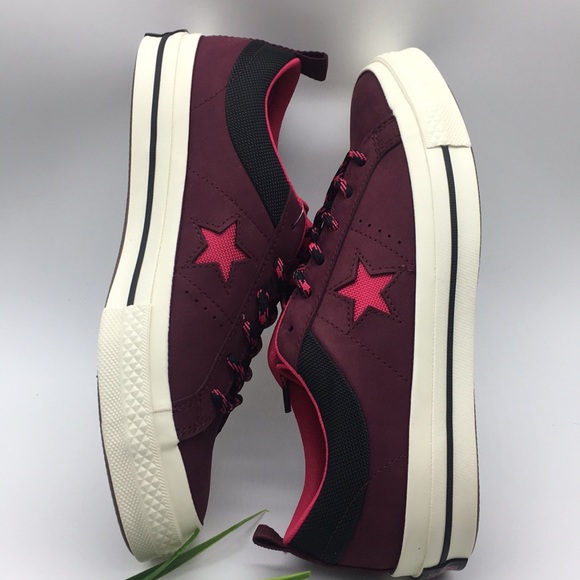 /CONVERSE ONE STAR OX dark burgundy/pink pop/black WMNS sneakers - Picture 8 of 8